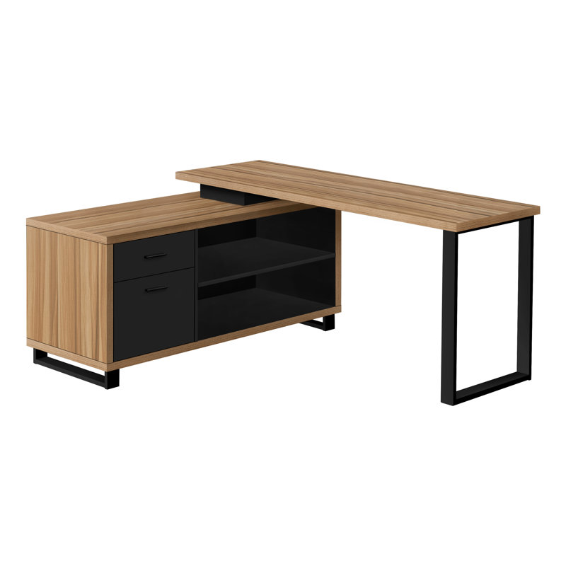 Bureau d'ordinateur Aijalon, bureau personnel, coin, tiroirs de rangement, forme en L, bureau, ordinateur portable, métal