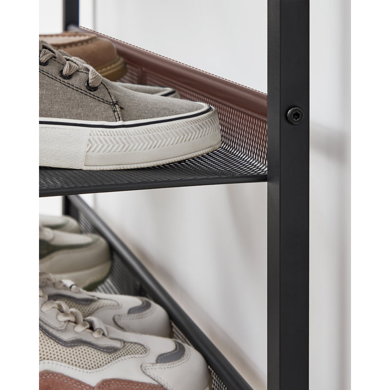8 Pair Shoe Rack, Rustic Brown/Black