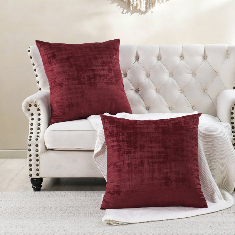 Textured Velvet Euro Reversible Pillow Cover, Ruby Wine
