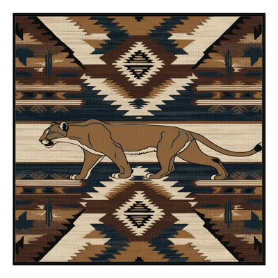 Washable Mountain Lion Southwestern Area Rug