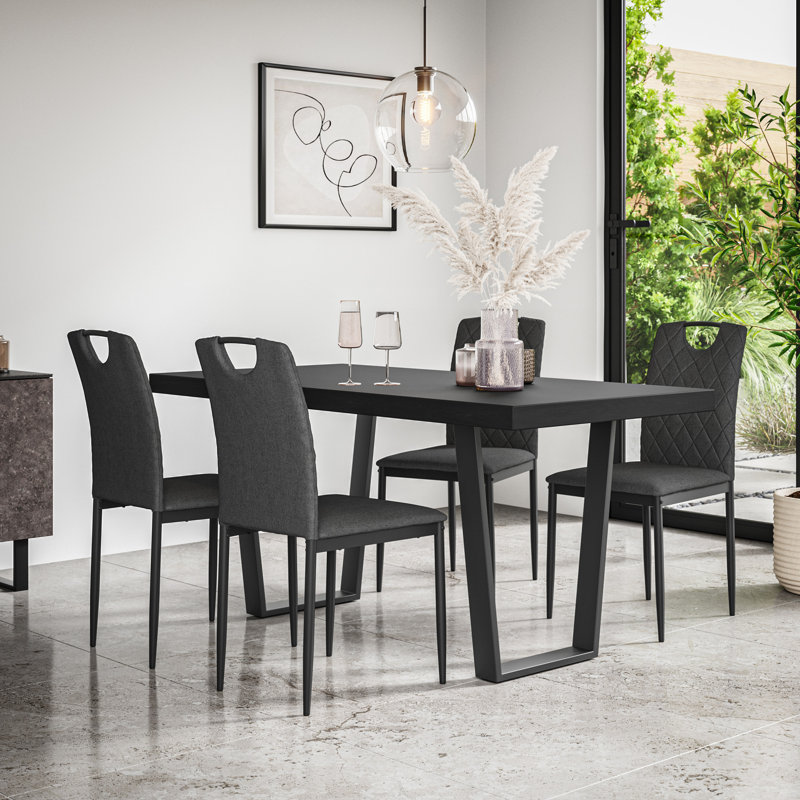 Davius 6 - Person Dining Set, Black/Black/Charcoal