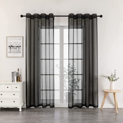  2 Piece Extra Long Lightweight Grommet Top Sheer Voile Window Curtain Panels - Assorted Colors