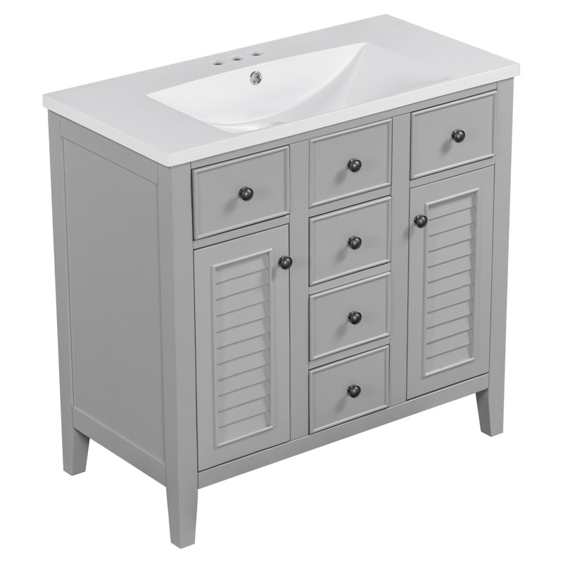 Stylish Bathroom Vanity With Ample Storage And Durable Construction, Gray