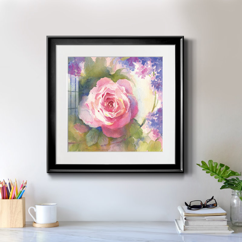 «Margot's Rose IV» par J Paul, reproduction d'art sur papier encadrée, Papier encadré noir, H 17,5 po x l 17,5 po x P 1,5 po
