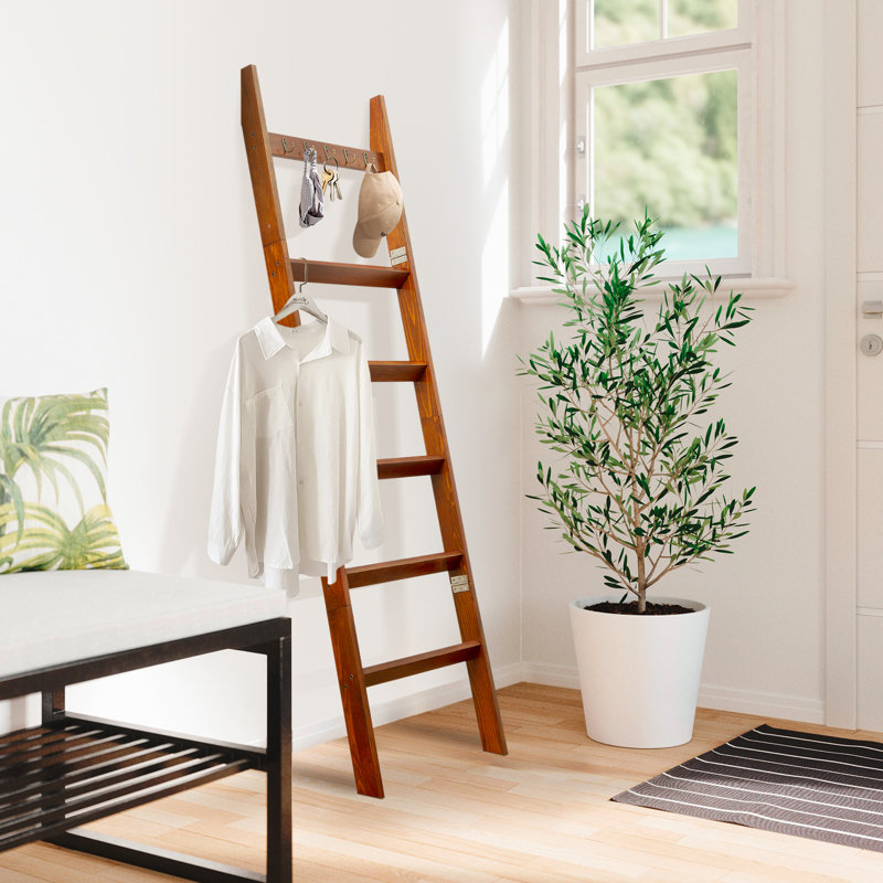 Échelle de couverture pliante en bois 5,5 pi, Brun