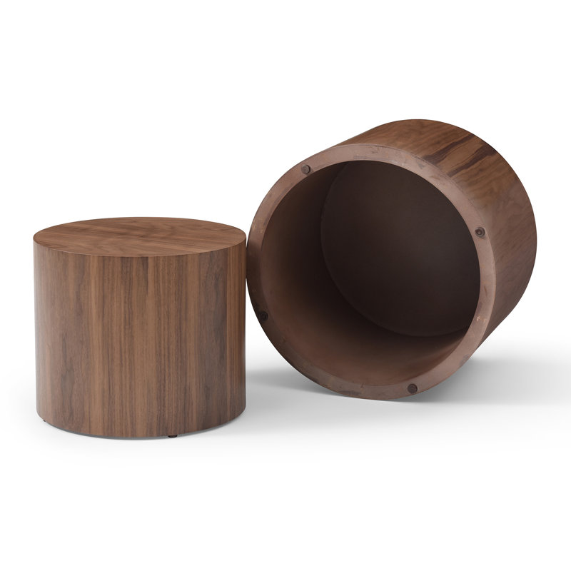 Ensemble de 2 tables basses rondes, Noyer