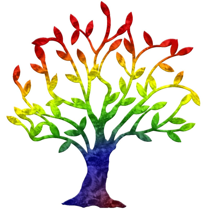 Meyerdirk Art Rainbow Steel Dream Tree, art mural contemporain, Arc-en-ciel bonbon