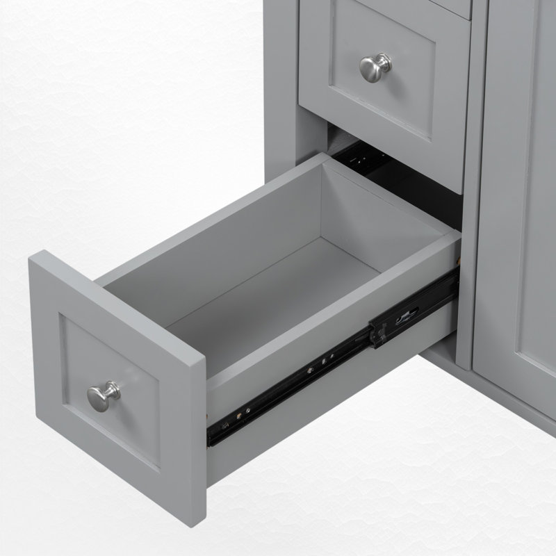 24" Single Bathroom Vanity Set, Gray, Silver
