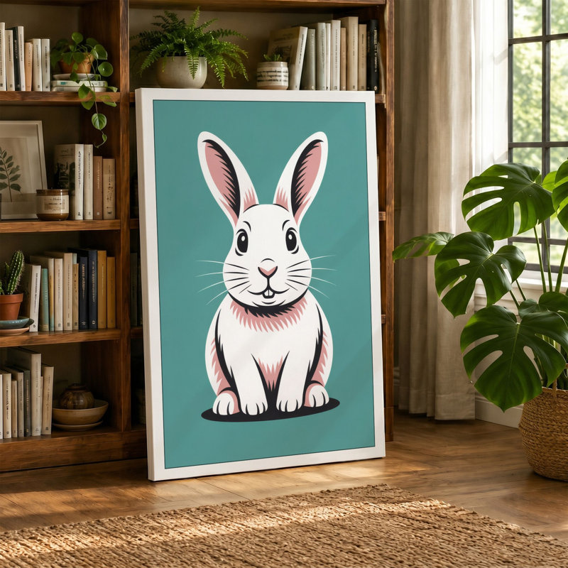 Curious Rabbit Modern - Wrapped Canvas, 36x24 - 91.4 x 61.0 cm, Terracotta Border