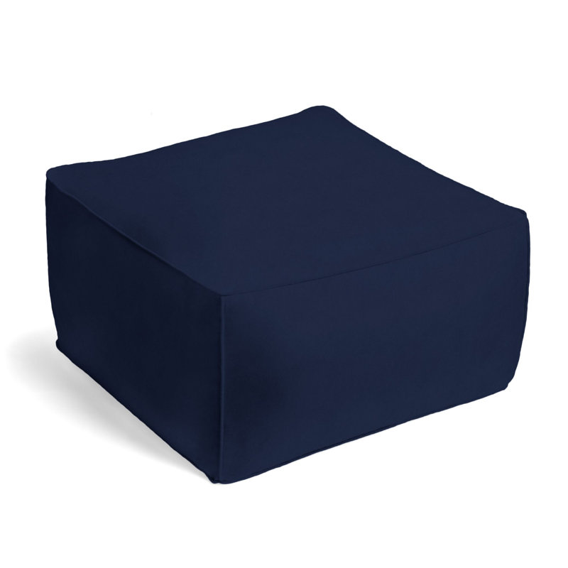 Upholstered Pouf, Navy Velvet