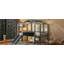 Lit mezzanine simple avec échelle et glissade, lit maison avec tableau noir et bande lumineuse sur le toit-124917623