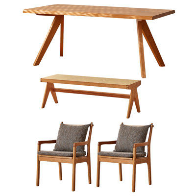 Simple Creative Solid Wood Cherry Wood Table Set
