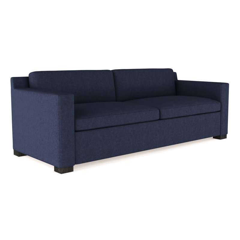 Causeuse Mercer, H 33,5 po x l 72 po x P 39 po, Velours moelleux imprimé bleu, Naturel