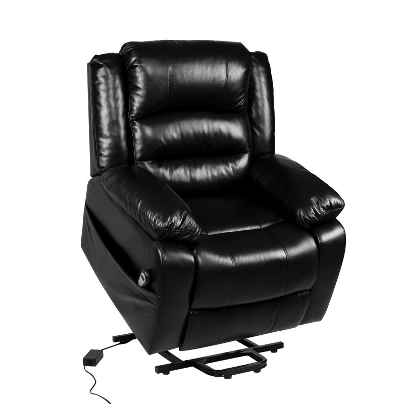 Faux Leather Lift Assist Power Recliner, Black Fuax Leather
