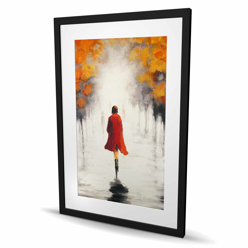 Femme avec un manteau rouge par Fall - décor d'arbres de salon