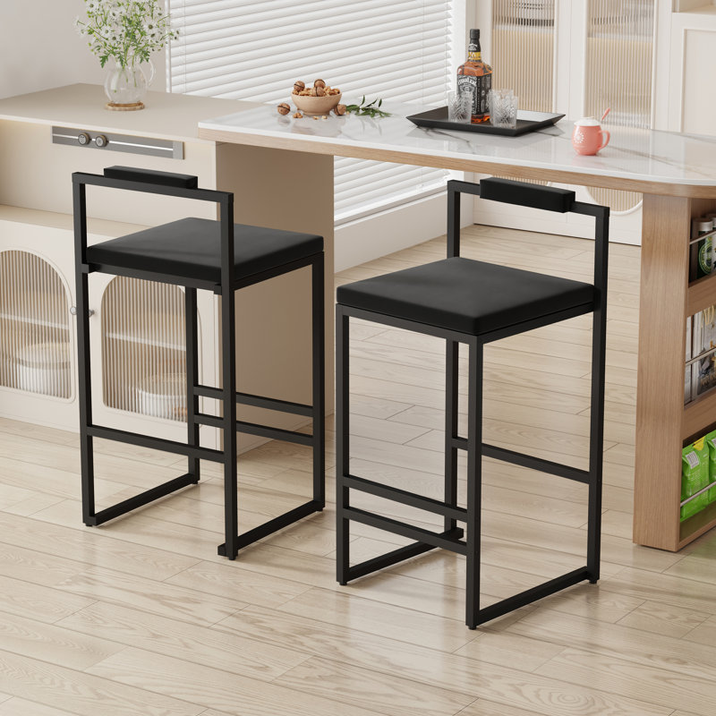 Ensemble de 2 tabourets de bar rembourrés en velours moderne avec repose-pieds pour la cuisine