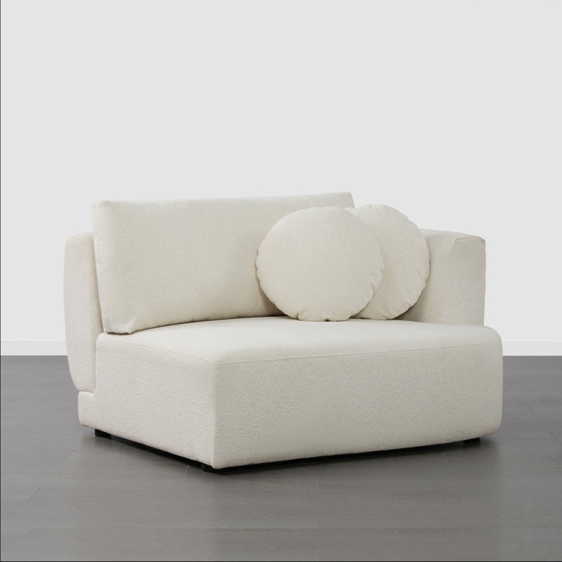 Aneika Right Arm Chair, Cream Polyester