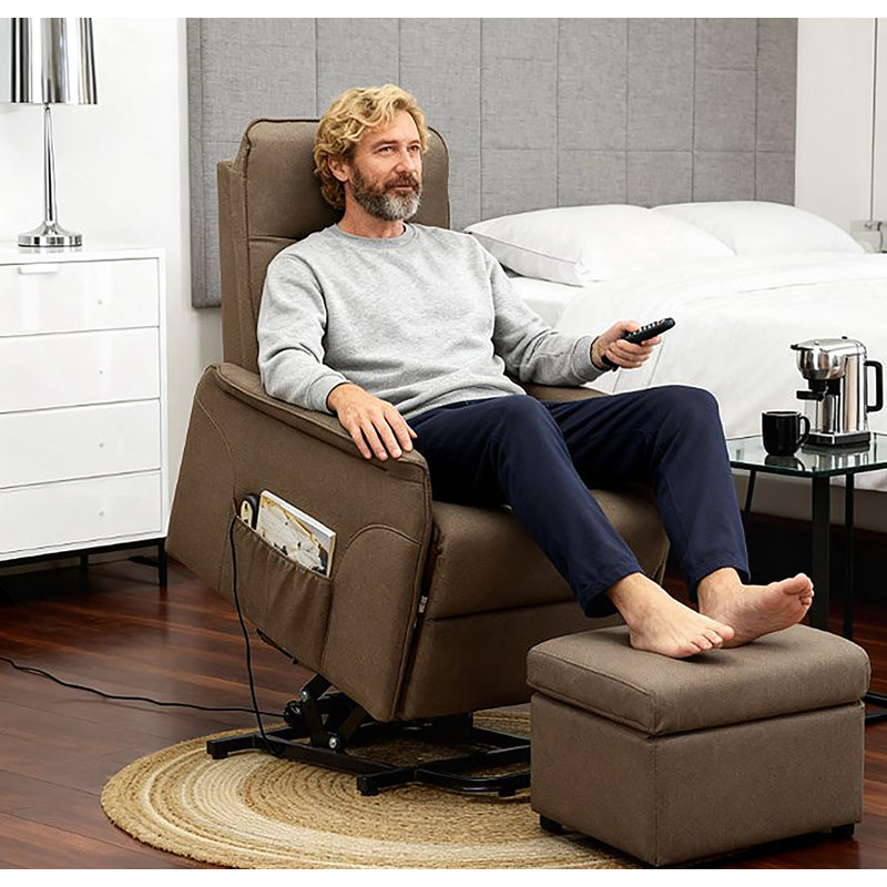 Canapé inclinable en tissu avec télécommande, fauteuil relevable électrique, poches latérales, assemblage rapide