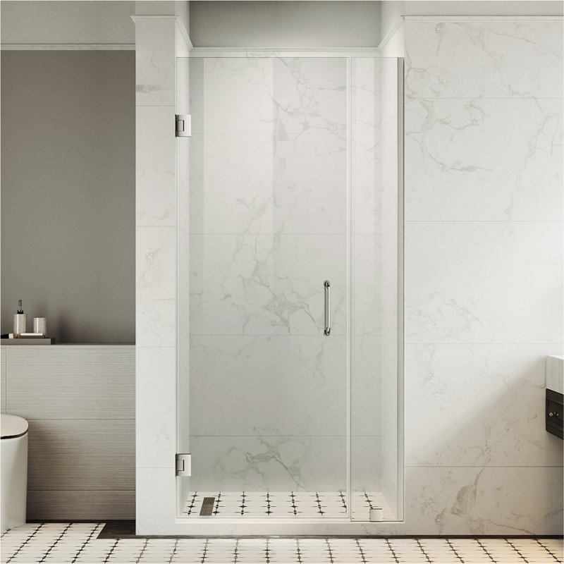 63-1/8 to 64 in W x 80 in H Frameless Swing Shower Door in Bright Chrome in With Double 3/8" (10mm) Certified Tempered Clear Glass UKH07-64x80-CH-A