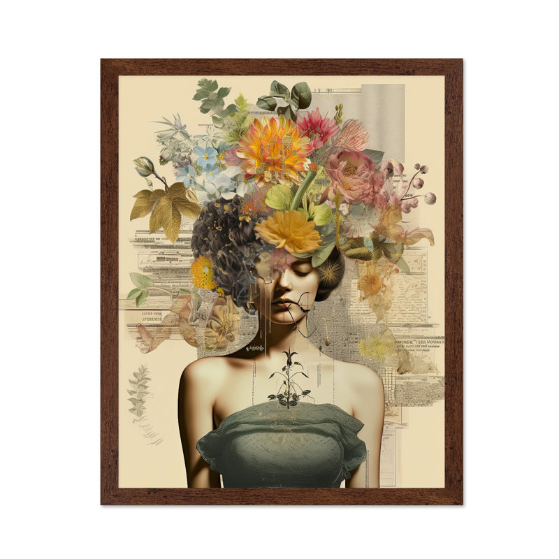 Portrait de femme surréelle no 3, Poster, 24"H x 32"W, Brown Framed