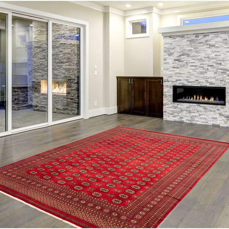 Tapis rouge Malechi Peshawar Bokhara 8 pi 10 po x 12 pi 3 po