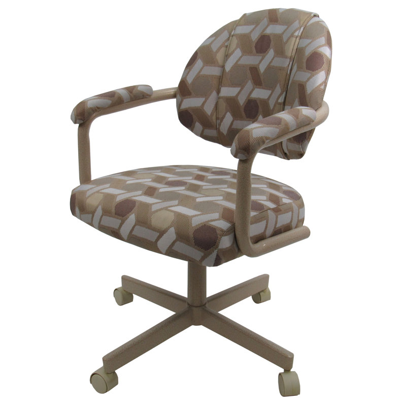 Swivel Metal Caster Dining Chairs - M-70 Style, Beige , Camber Latte, 1