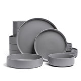 over&back Stackable 16-Piece Semi Hand-Finished Stoneware Dinnerware Set