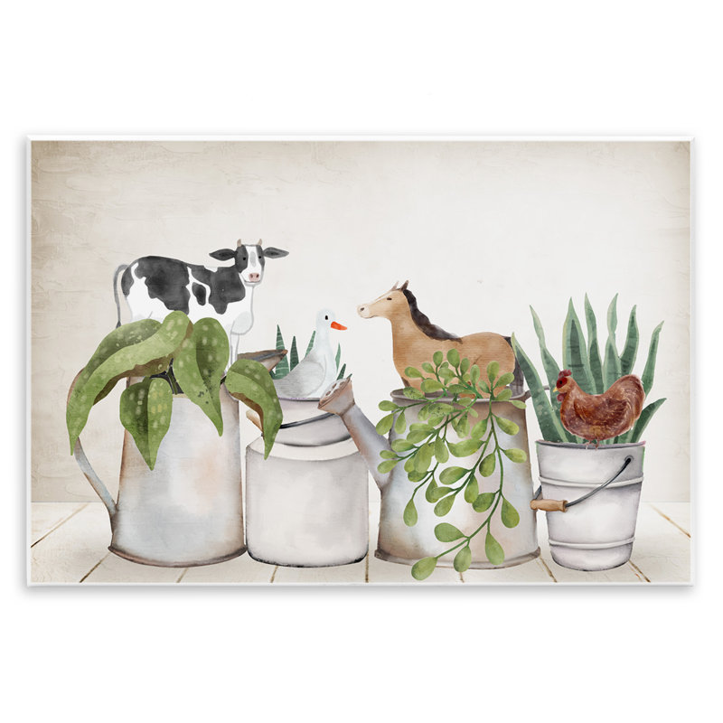 «Tin Farm Farm Plants» par Kim Allen, H 13 po x l 19 po