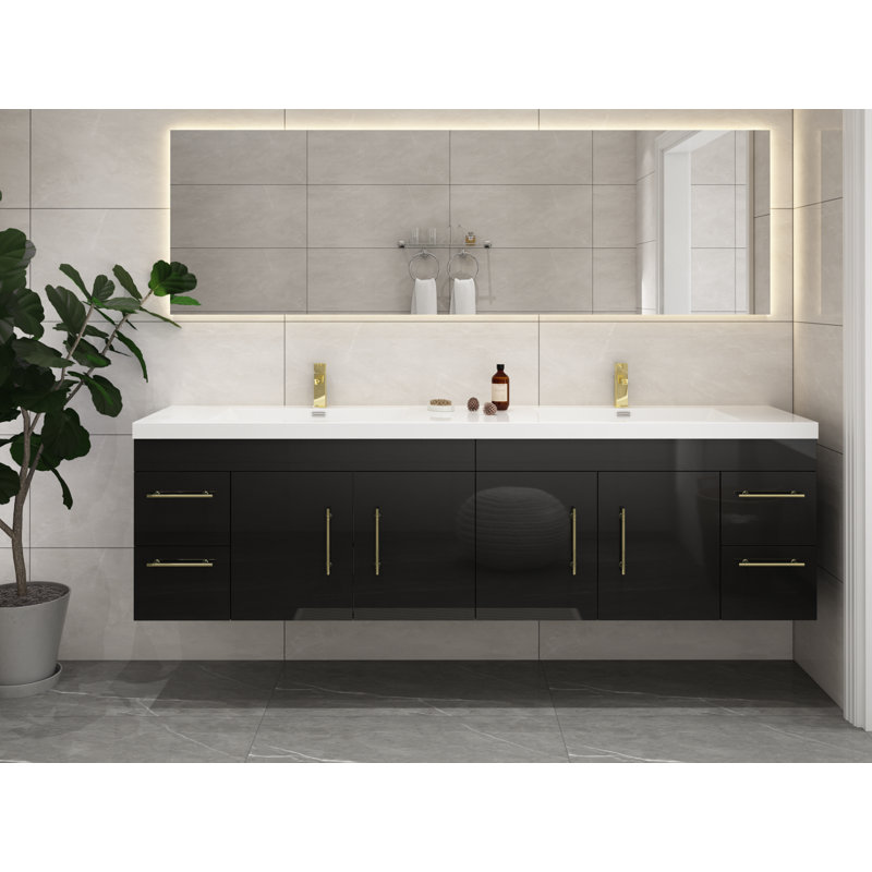 Ensemble de meuble-lavabo double 83 po Romer, Noir, Or