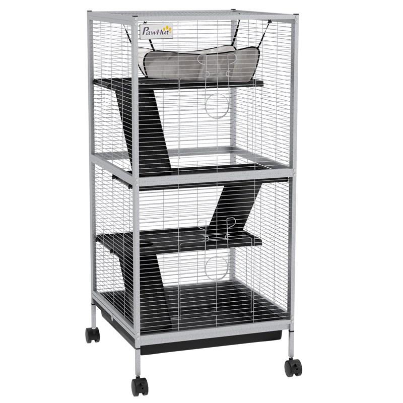 Cage à roulettes pour petits animaux Pawhut, Blanc