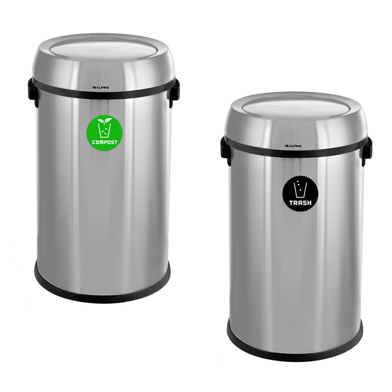 Station de compostage intérieure 17 gallons en acier inoxydable avec couvercle pivotant