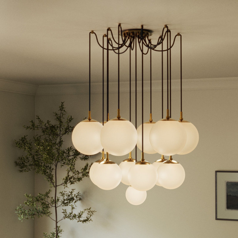 Spider Small Chandelier-Black Gunmetal, Burnished Brass