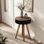 Table basse 15,7 po Mid-Century ronde en bois massif pour le salon-133968036