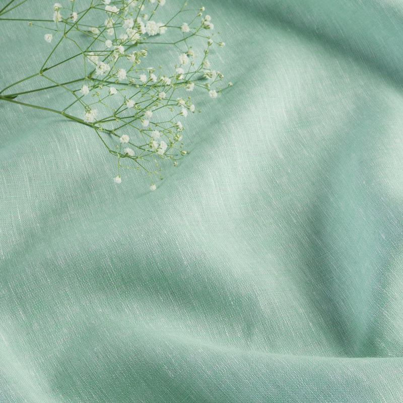 100% Pure Linen Table Throw - Athena, Chambray Aqua