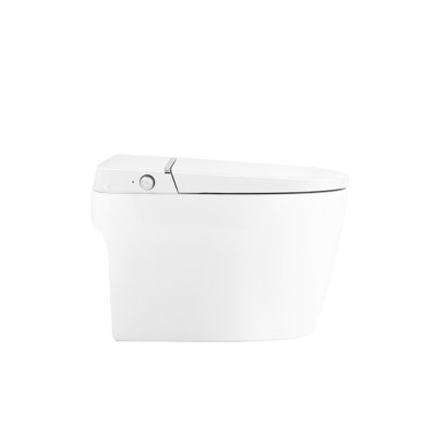 Ceramic Smart Toilet Bidet With Foot Sensor, Heated Seat, Night , Nozzle Self, Silent Slow Down, Auto Flush Self-Cleaning Nozzle, Instant Heat, Side Knob Flush,