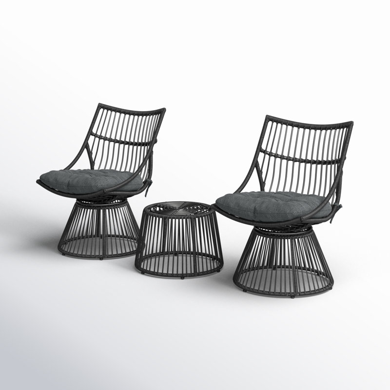 Fiona 2 - Person Patio Conversation Sets with Cushions, Gray, Gray