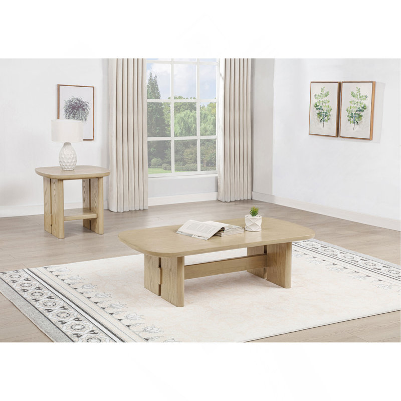 Ensemble de table basse et de table de bout 2 pièces Beige Oak