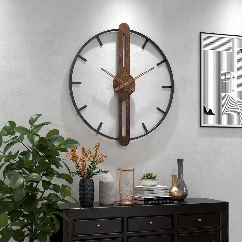 Modern Walnut Dial Wall Clock