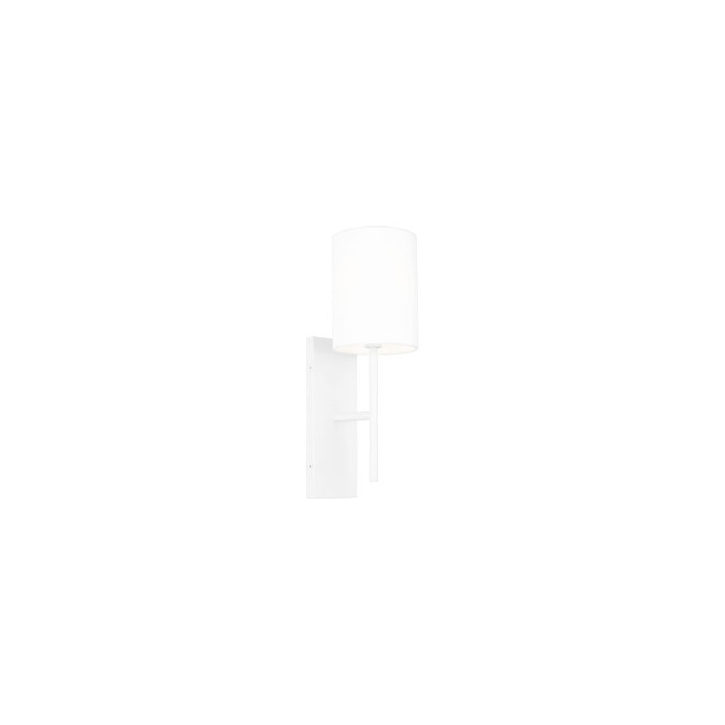 Barbara Barry Key Bathroom Bedroom Wall Fixture With White Linen Shade, 1 Light, 15.5" H x 5" W x 6.375" D, Matte White