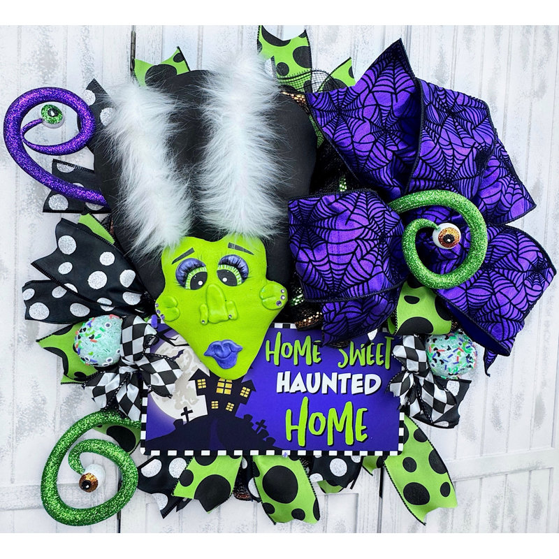 Couronne d'Halloween Deluxe Bride Of Frankenstein Home Sweet Haunted Home