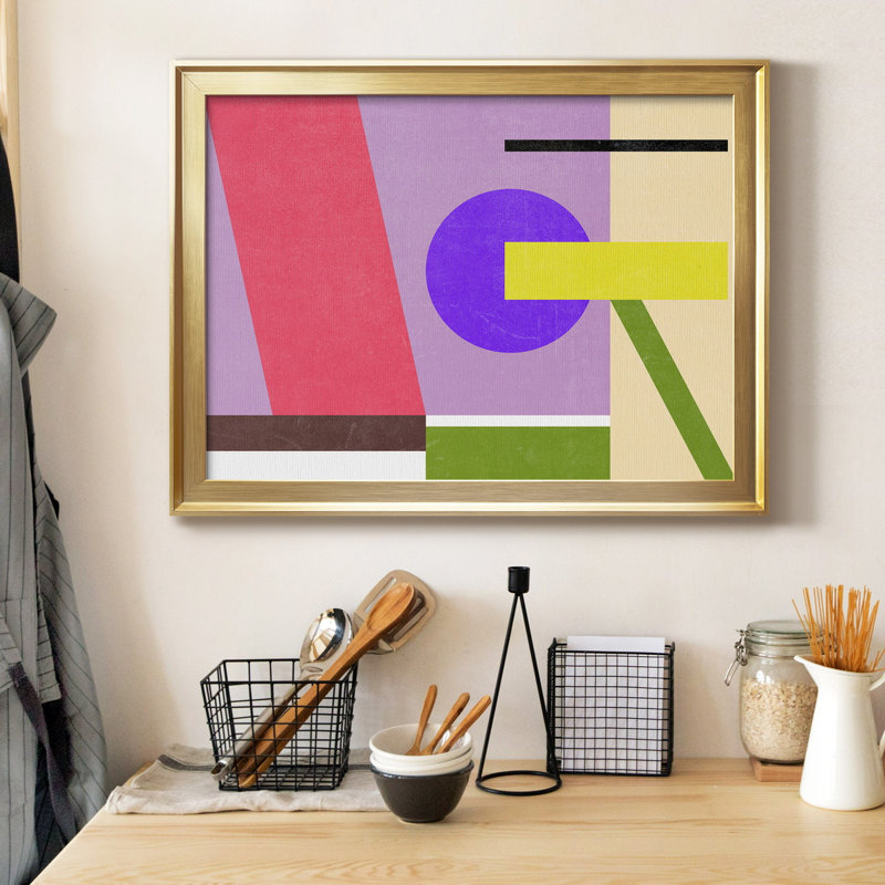 Composition de couleur IV, H 22,5 po x l 30,5 po x P 1 po, Papier avec cadre doré, Pas de tapis