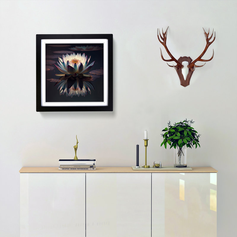 Water Lily Flower - Framed Print, Black
