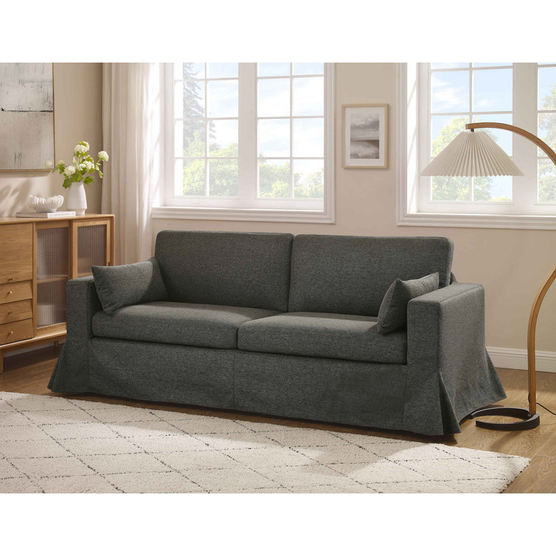Brenda 213.1Cm Square Arms Sofa, Anthracite Linen Blend