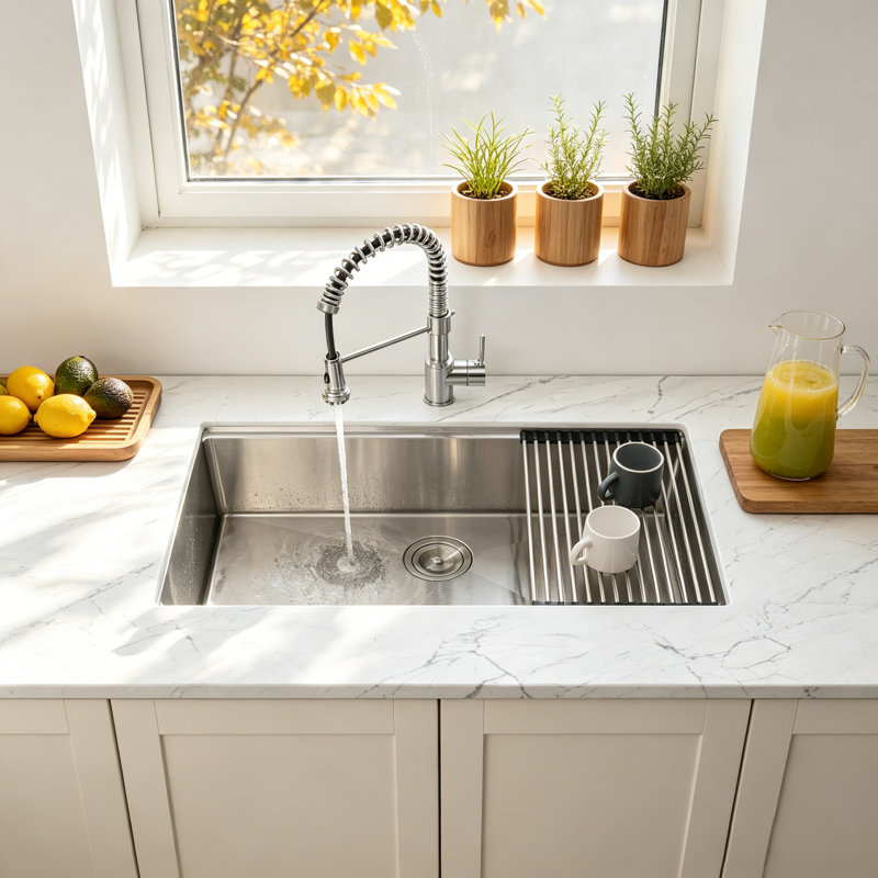 Évier de cuisine encastré en acier inoxydable avec station de travail encastrable avec accessoires, Nickel brossé, 33*19