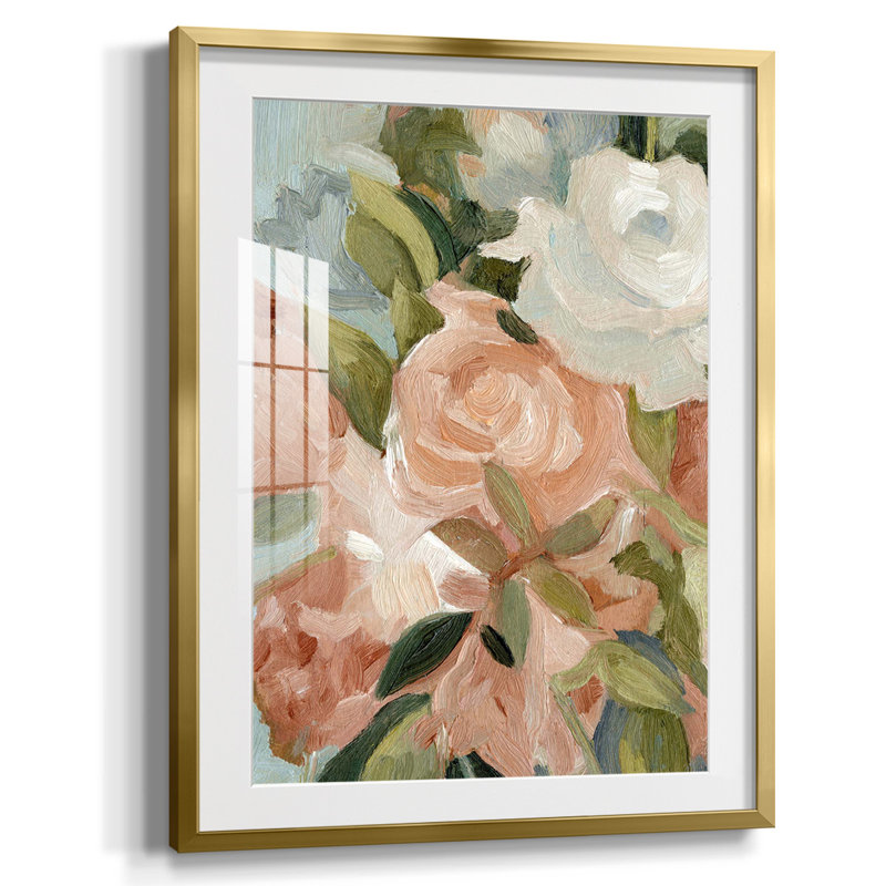 Motif rétro I, Blanc, Papier avec cadre doré