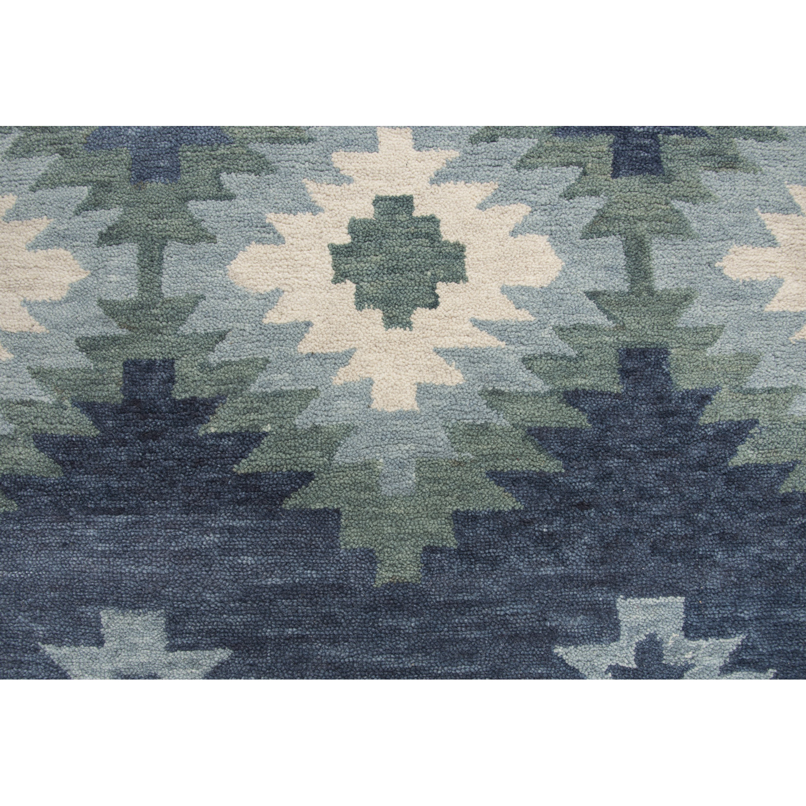 Doretta Blue Hand-Tufted Geometric Wool Rug, Rectangle 5' x 8'