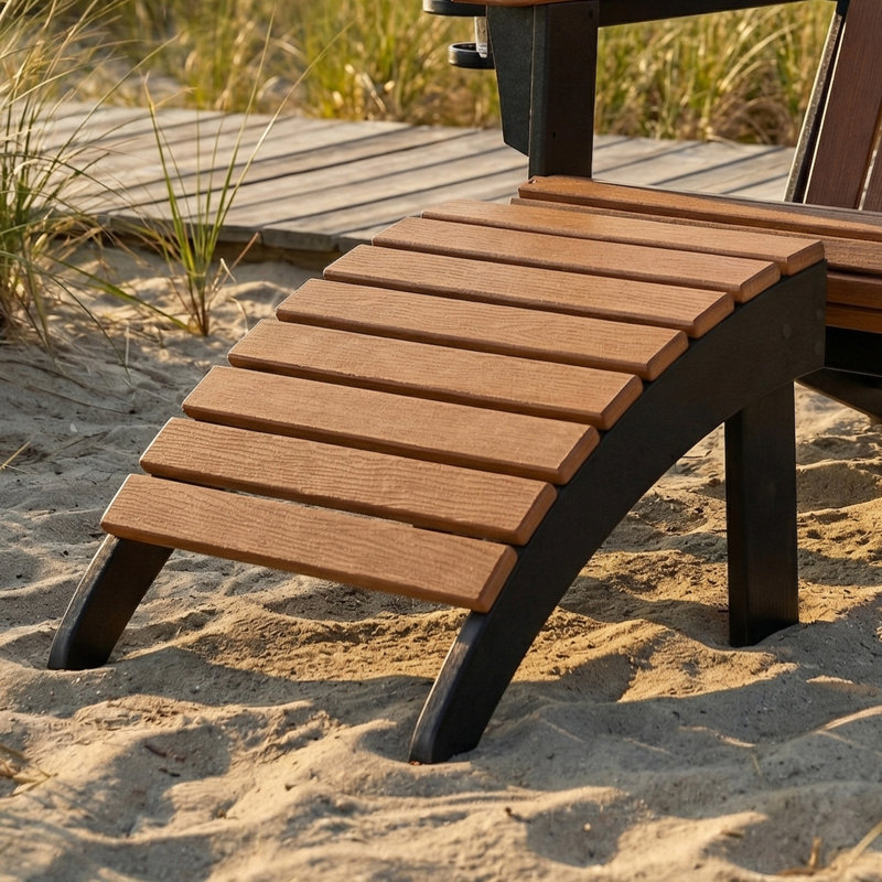 Adirondack Folding Ottoman, Black, Black/Brown