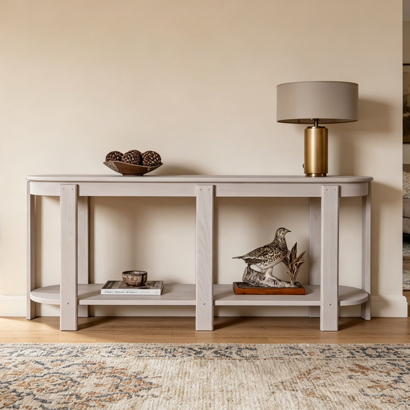 Console Nordic Minimalist, H 31,5 po x l 70,9 po x P 13,8 po, Ivoire ivoire