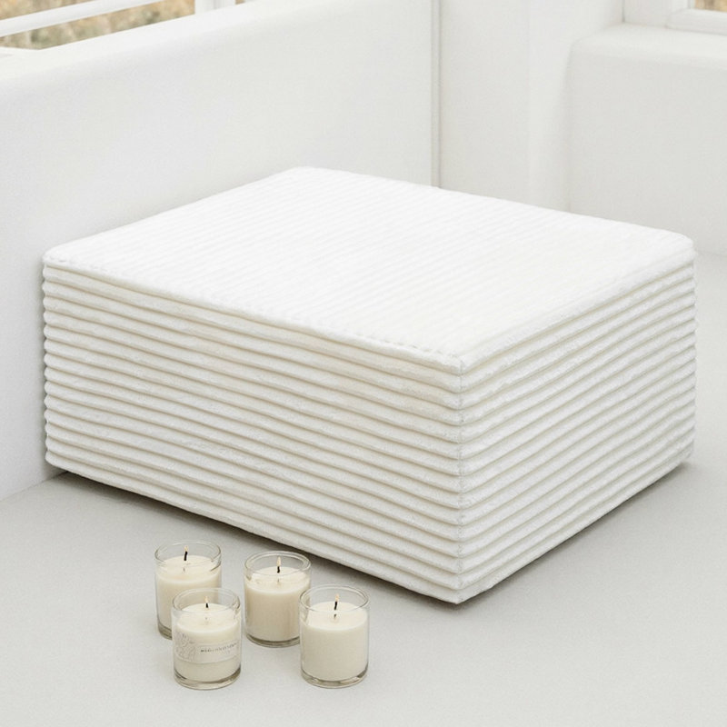 Chaise longue en velours côtelé blanc, modulaire, sans assemblage et confortable pour la maison
