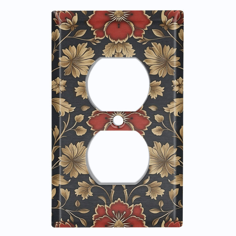 Couvercle de plaque d'interrupteur en métal; Bascule à 3 bandes US standard - Image imprimée d'un motif damassé gothique